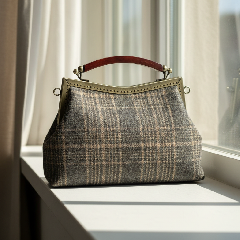 Torebka w paski i kratki (brążowa)