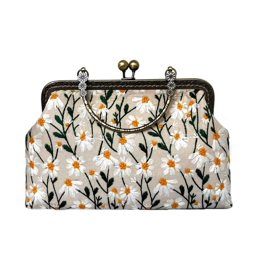 Torebka z rączką haftowane stokrotki