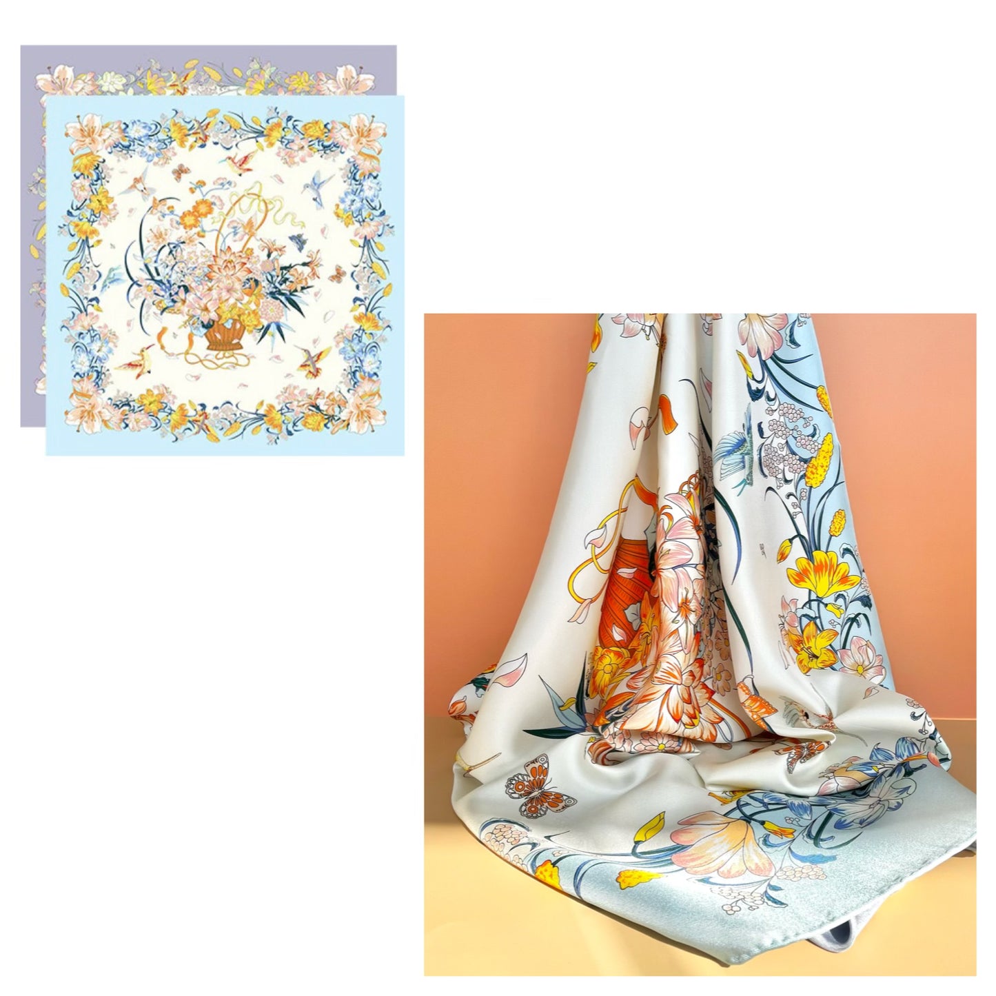 Apaszka dwustronna  106004- Ręcznie rolowane brzegi